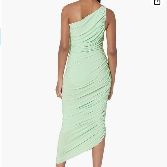 NORMA KAMALI Diana One Shoulder Ruched Stretch Jersey Gown Color:Seafoam Med/38 - Picture 2 of 11